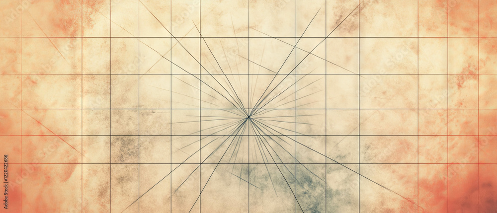 Aufkleber vintage grid paper background with retro banner design and abstract elements for creative projects