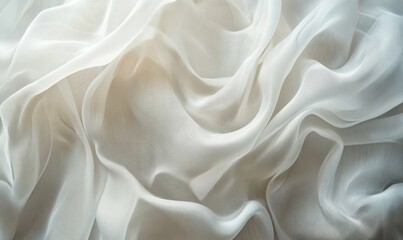 Fototapeta premium Luxurious White Silk Fabric with Soft Flowing Waves - Elegant Drapery Texture for Design and Background Concepts, Generative AI