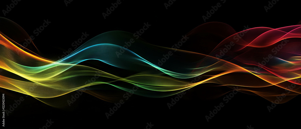 Poster dynamic motion of abstract wires bending rapidly in vibrant colors and shapes