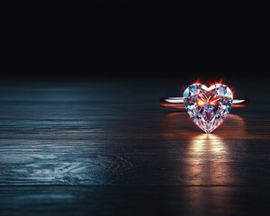 Fototapeta premium A symbolic glowing Diamond Ring indicating in valentine's day concept