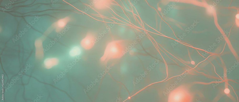 Poster abstract visualization of wires moving rhythmically with vibrant lights in motion