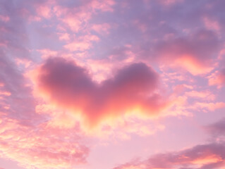 Fototapeta premium Cloud with heart shapped on romantic pink sky