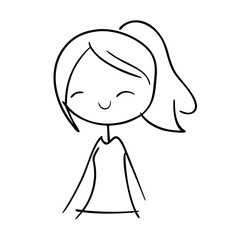Fototapeta premium Simple black and white sketch of a smiling girl