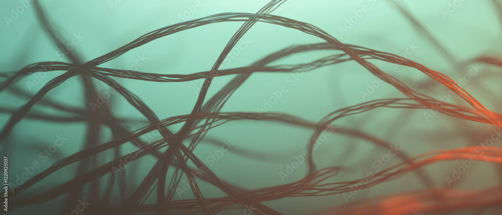 Poster elegant intertwining of wires creating an abstract background full of light and shadows