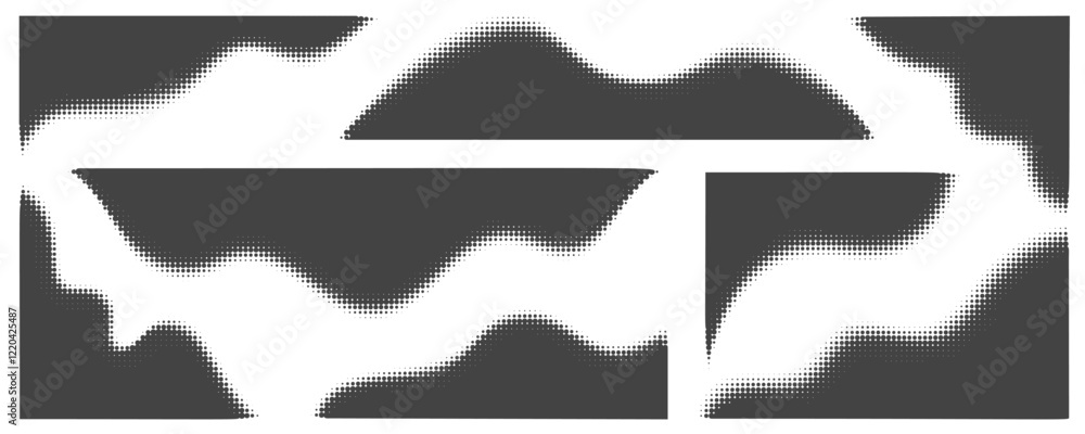 Poster dotted corners. noise vector gradient fade effect. halftone grunge gradation shadow. gritty shade bo