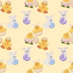 seamless pattern with Easter Theme Light Cream background