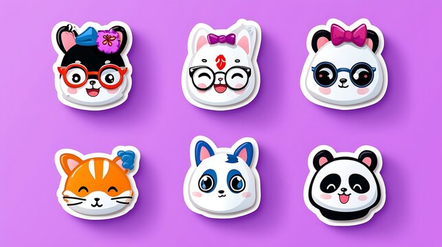 Adorable Pixel Art Animal Stickers Cute Cartoon Characters - Powered by Adobe