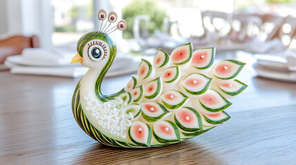Vibrant peacock decor piece