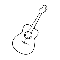 Hand-drawn black and white sketch of an acoustic guitar