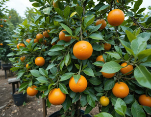 orange tree. orange trees bear abundant fruit. orange plantation
