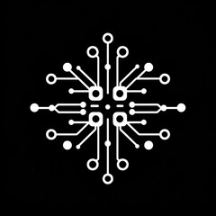 Artificial intelligence icon with a minimalist approach, showcasing a brain-inspired design connected by nodes, sharp lines, and geometric precision for a contemporary tech aesthetic