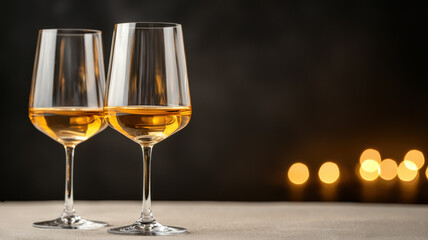 Elegant crystal glasses filled with golden liquid, perfect for celebrations