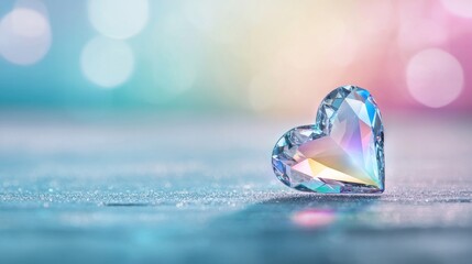 heart rainbow A crystal heart refracting light into a rainbow spectrum, sparkling and shimmering.