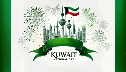 Kuwait national day banner design with symbols