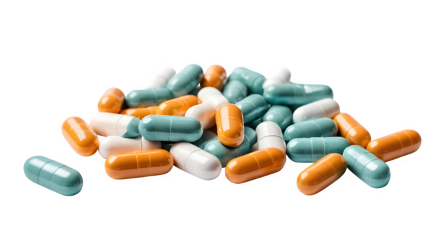 Tablets set against a white backdrop. There's room for your text, and the image is high-res. Perfect for health-related themes