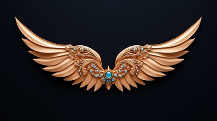 Obraz premium wing gold A pair of ornate, golden wings, embellished with jewels and intricate details.