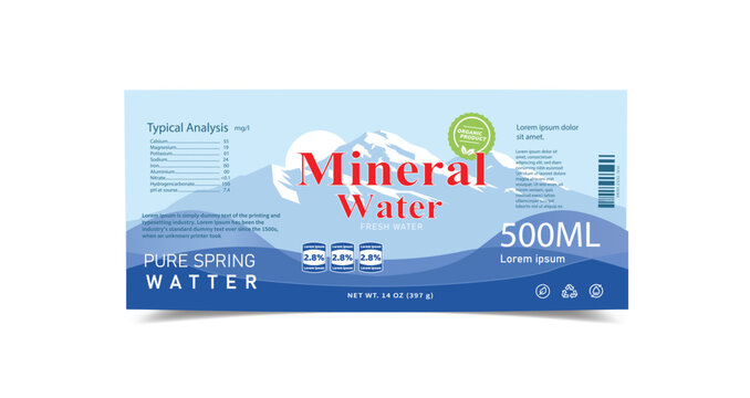 water bottle label design Vector illustration