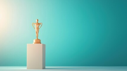 trophy 3D A realistic 3D rendering of a gold trophy, highly detailed and lifelike.