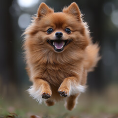 Obraz premium pomeranian running circles
