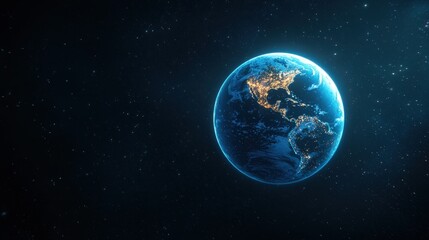 Fototapeta premium earth futuristic Earth with holographic projections and digital interfaces, futuristic communication concept.