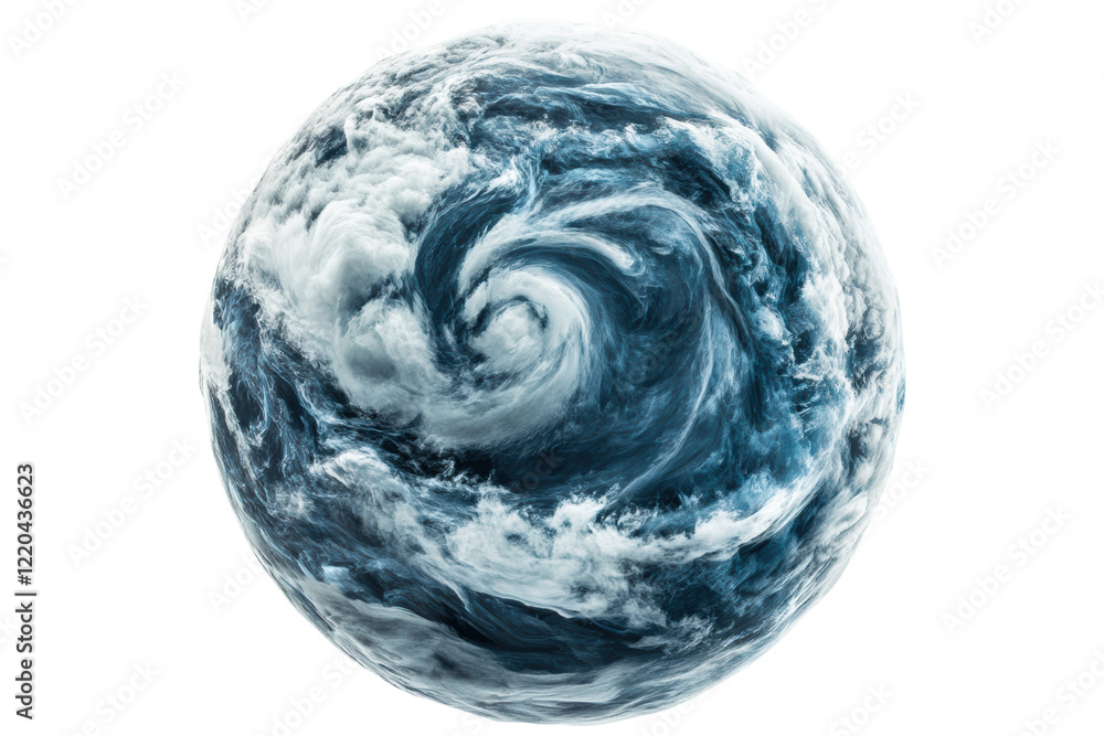 Poster a mesmerizing swirl of clouds captured in a vibrant blue hue, representing the dynamic and ever-chan