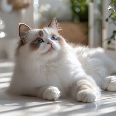 Obraz premium ragdoll cat sitting sun