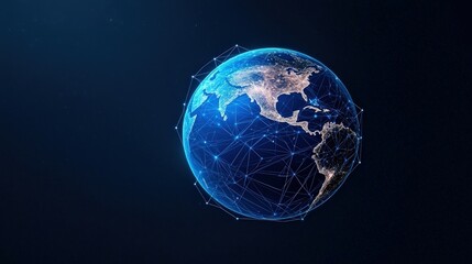 Fototapeta premium Global Network with Connected Nodes Representing Digital Communication and Data Transfer