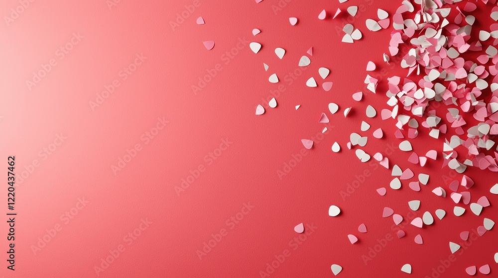 Poster gradient red background confetti copy space bright red gradient with scattered confetti, energetic a