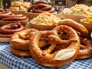 Pretzels is a popular German snack, often enjoyed with beer. They are made from a simple dough of flour, water, yeast, and salt, and are typically baked in a pretzel shape. 