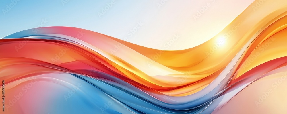 Poster clean energy solar solutions concept. vibrant abstract waves in warm colors create a soothing and dy