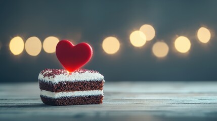 A symbolic glowing Heart Shaped Cake indicating in valentine's day concept