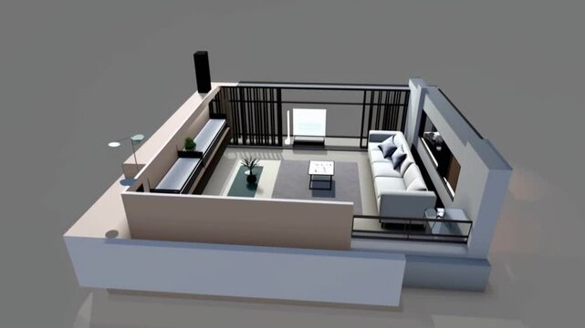 3d video rendering footage contemporary interior design of the living room. Stylish interior of the living room