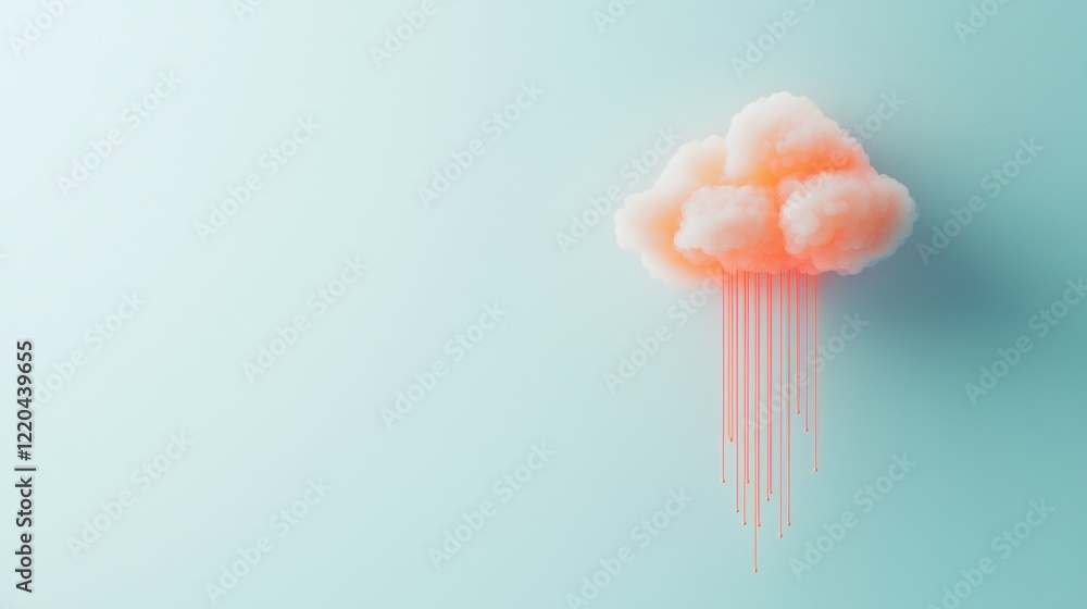 Aufkleber cloud networking icon a 3d rendered cloud icon with network cables and servers, realistic depiction,