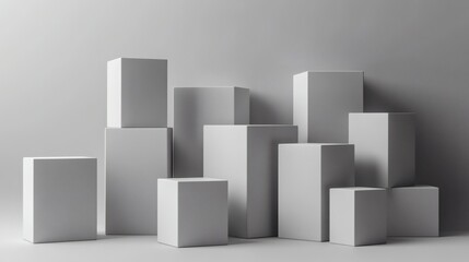 Abstract Minimalist Composition of White Cubes and Boxes