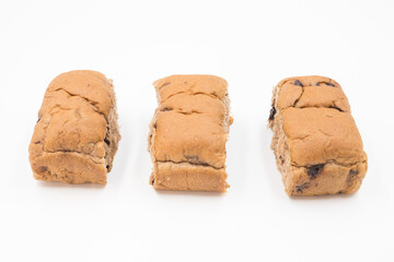 Japanese milk bread on white background, Loaf of bread on white background, White bread made from rye and wheat flour coarse grinding