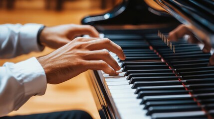 Obraz premium Pianist mastering a rare classical composition, symbolic of musical refinement