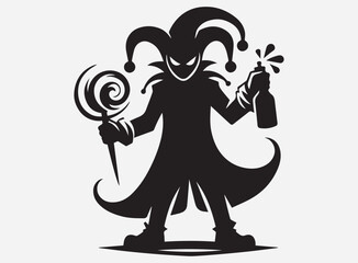 Mischief Maker Silhouette in the Dark with a Dramatic and Mysterious Shadow Background