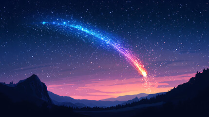 21. The transformation of a glowing comet breaking apart and forming a meteor shower. 