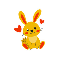 An adorable Cute Yellow Bunny with charming Love Hearts Illustration that spreads joy and cheer