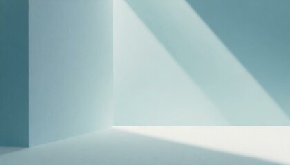 Light soft minimal background mockup for product presentation. Corner of room with shadows from different angles delicate light blue color.metal, texture, steel, light, brushed, silver