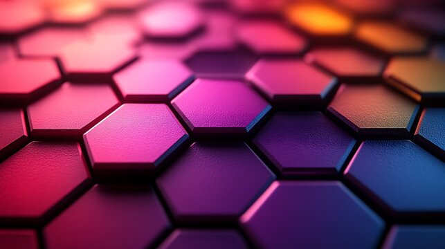 Abstract Hexagonal Pattern with Vivid Color Gradient - Powered by Adobe