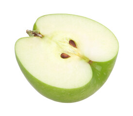 half green apple isolated, transparent PNG, PNG format