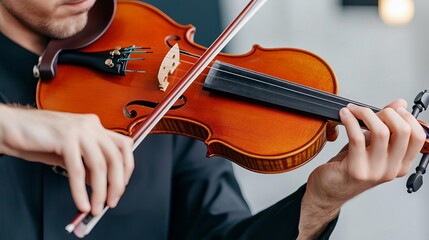 Fototapeta premium Violinist recording a concerto in a professional studio