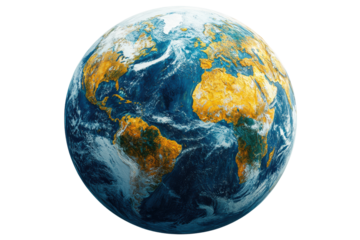 A vibrant representation of Earth showcasing its land and oceans, highlighting the beauty and complexity of our planet's surface and ecosystems.