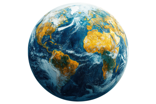 A vibrant representation of Earth showcasing its land and oceans, highlighting the beauty and complexity of our planet's surface and ecosystems.