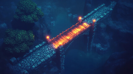37. The process of a glowing bridge assembling itself over a dark chasm. (3)