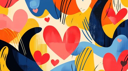 Fototapeta premium Abstract Heart Pattern Colorful Love Design Romantic Valentine Artistic Background