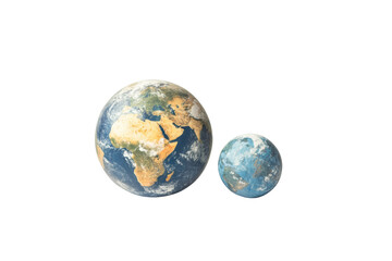 Fototapeta premium An artistic representation of Earth and its moon, highlighting the beauty of our planet and the connection to celestial bodies in space.