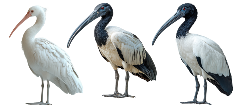 ibis birds standing in profile