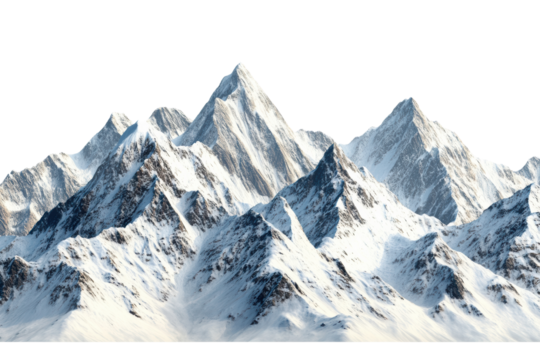 Majestic snow-capped mountains rise against a clear blue sky, showcasing the beauty of nature's peaks and the tranquility of the great outdoors.